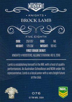 2017 NRL Elite #76 Brock Lamb Back